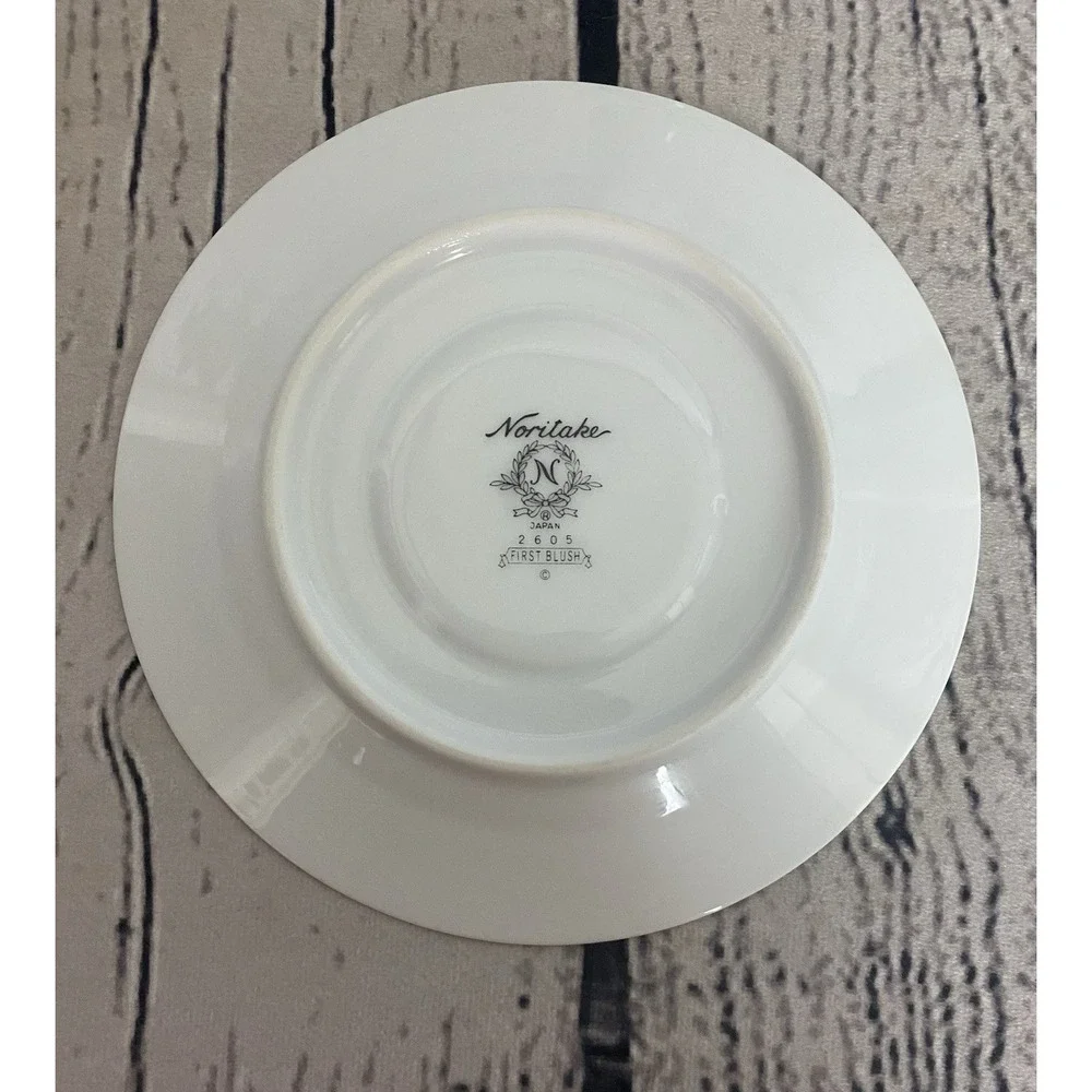 Noritake First Blush Tea Cup Saucer Set Of 4Pink & White Flower Green Trim #2605